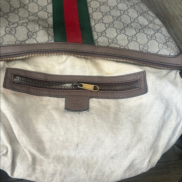 Authentic Gucci Beige and Brown Shoulder Bag with Red and Green Stripe - Picture 8 of 8
